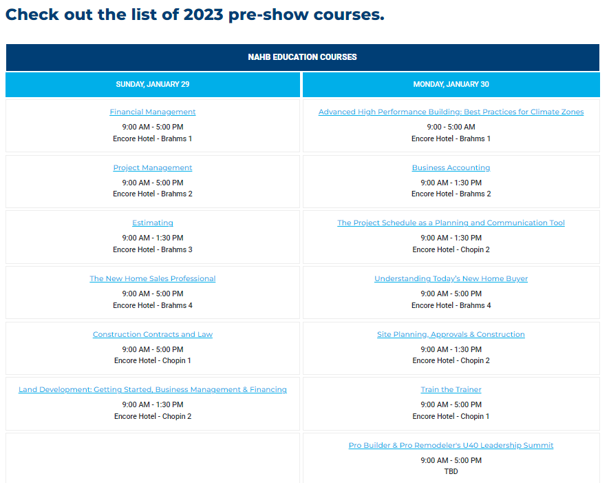IBS Pre-Show Courses